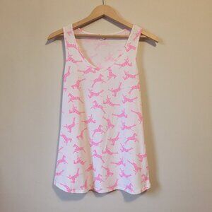 Warehouse One Neon Pink and White Zebra Tank Top